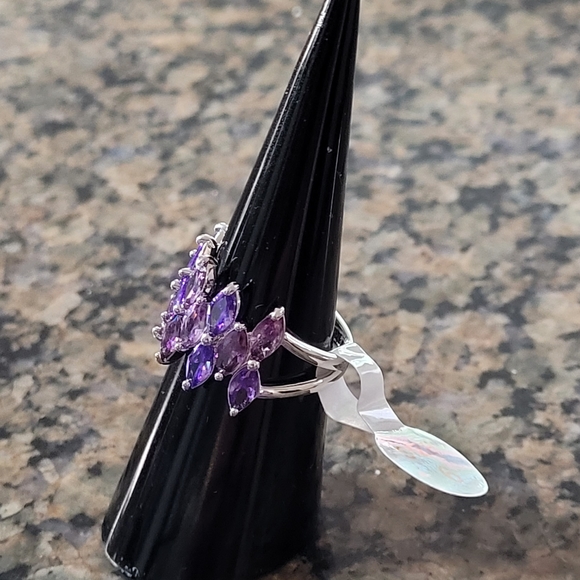 Bomb Party RBP6460 "Mystic Heart" Array of Amethyst Cubic Zirconia Sz 6 - Picture 4 of 5